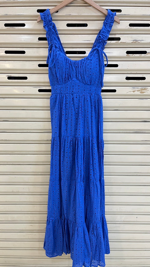 Summer Hollow Out Embroidery Tiered Long Dresses